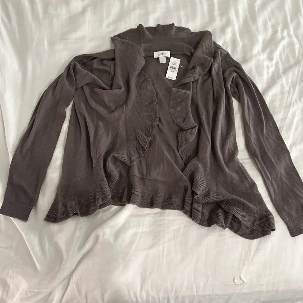 LOFT Charcoal Knit Sweater - Picture 1 of 3